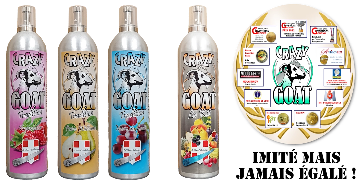 La chèvre Crazy Goat Tradition saveurs Framboise, Poire Williams et Marc de Savoie